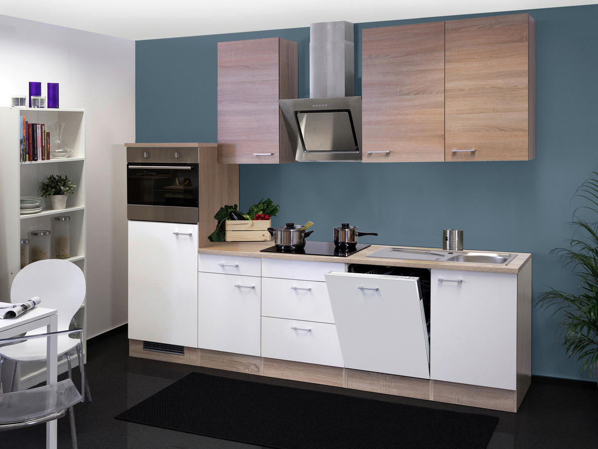 KUHINJSKI BLOK - bela/barve aluminija, Moderno, umetna masa/leseni material (280cm) - FlexWell