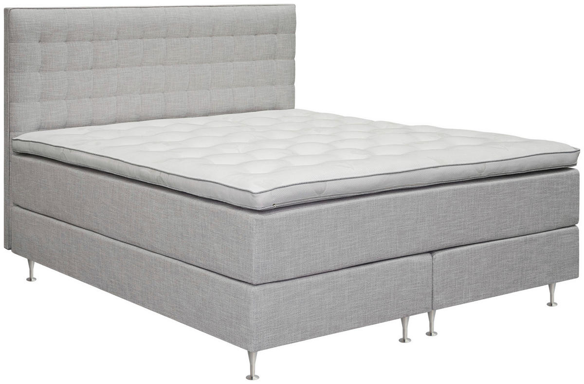 KONTINENTALSÄNG 180/200 cm  i ljusgrå  - aluminiumfärg/ljusgrå, Klassisk, metall/trä (180/200cm) - Cassando