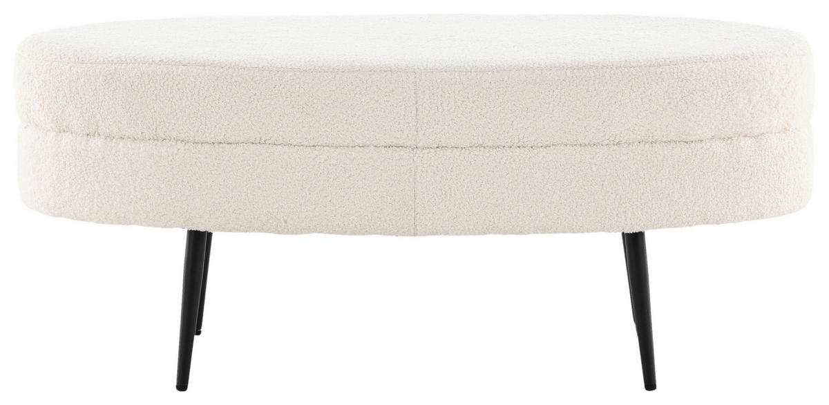 HOCKERBANK 100/41/40 cm Teddystoff Weiß, Schwarz Metall  - Schwarz/Weiß, Design, Textil/Metall (100/41/40cm) - Livetastic