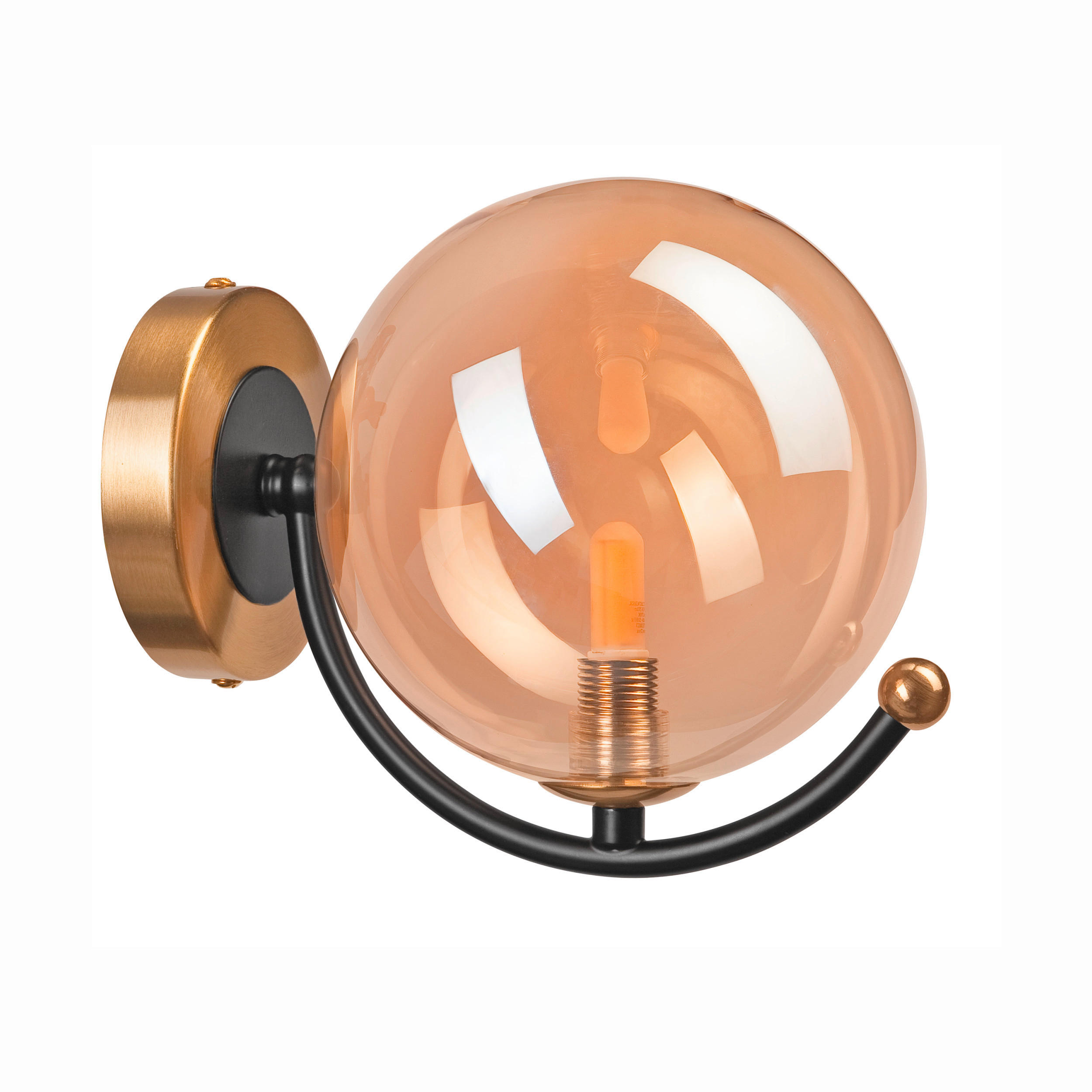 BILDERLEUCHTE   - Schwarz Hochglanz/Goldfarben, Design, Glas/Metall (20/12cm)