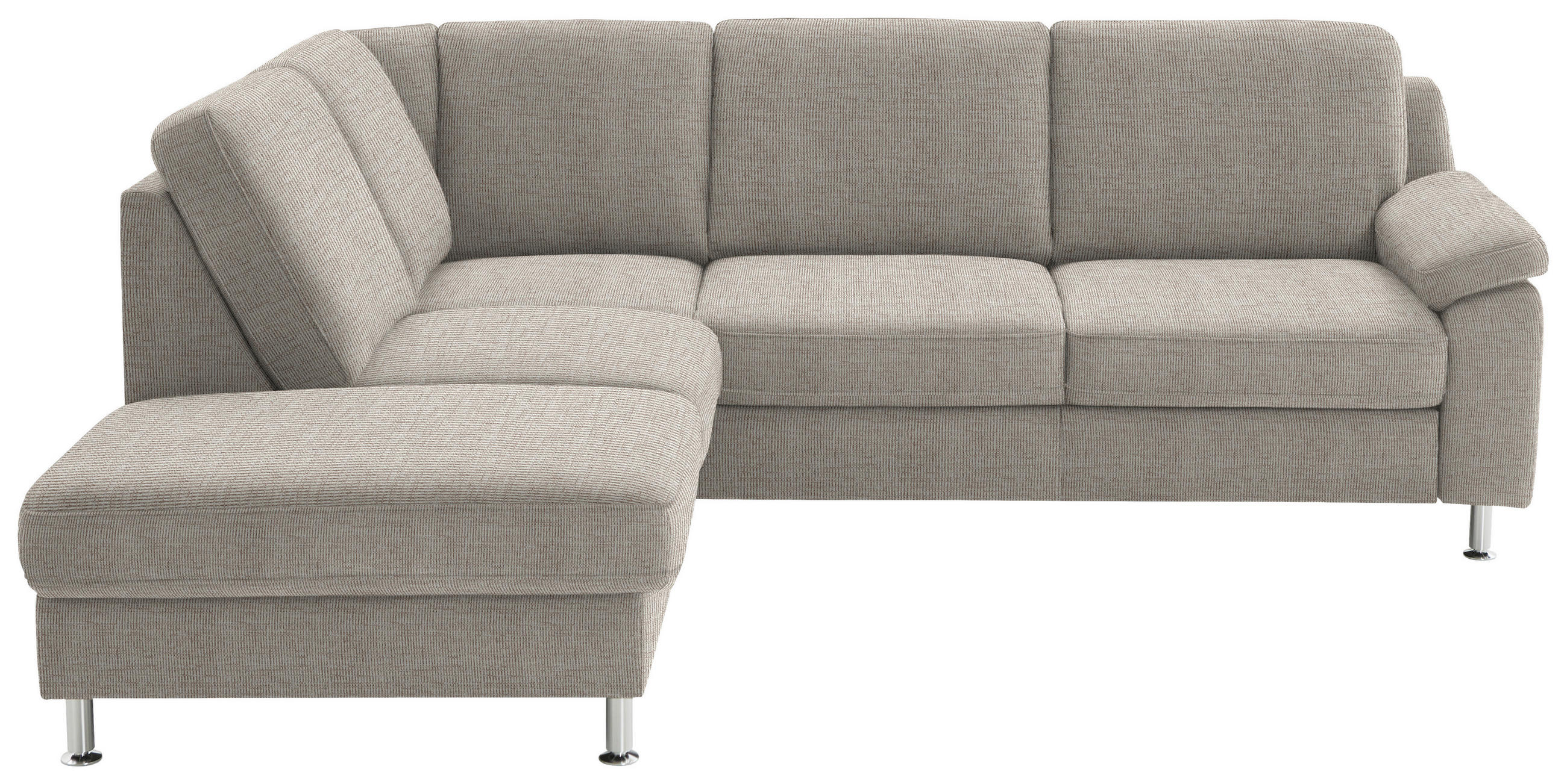ECKSOFA in Webstoff Beige  - Beige/Alufarben, Konventionell, Textil/Metall (200/241cm) - Beldomo System