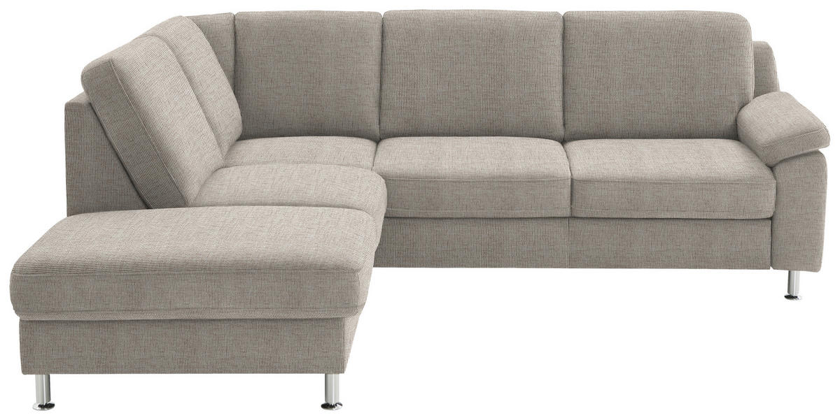 ECKSOFA in Webstoff Beige  - Beige/Alufarben, Konventionell, Textil/Metall (200/241cm) - Beldomo System