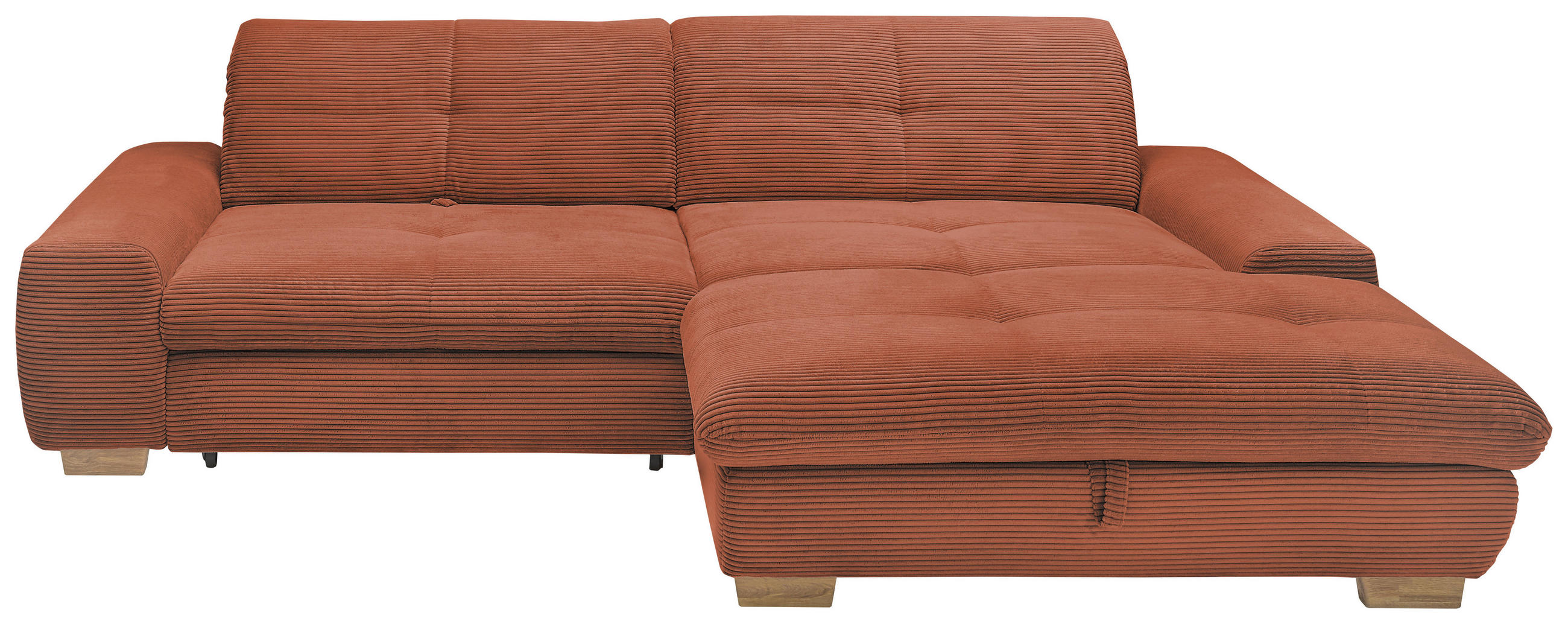 ECKSOFA Orange Cord  - Eichefarben/Orange, Design, Holz/Textil (276/198cm) - SetOne by Musterring