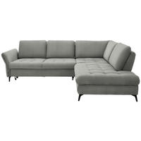ECKSOFA in Chenille Hellgrau  - Hellgrau/Schwarz, Natur, Textil/Metall (288/233cm) - Valnatura