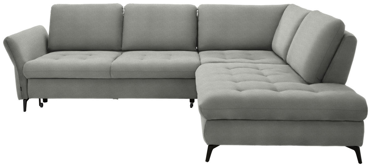 ECKSOFA in Chenille Hellgrau  - Hellgrau/Schwarz, Natur, Textil/Metall (288/233cm) - Valnatura