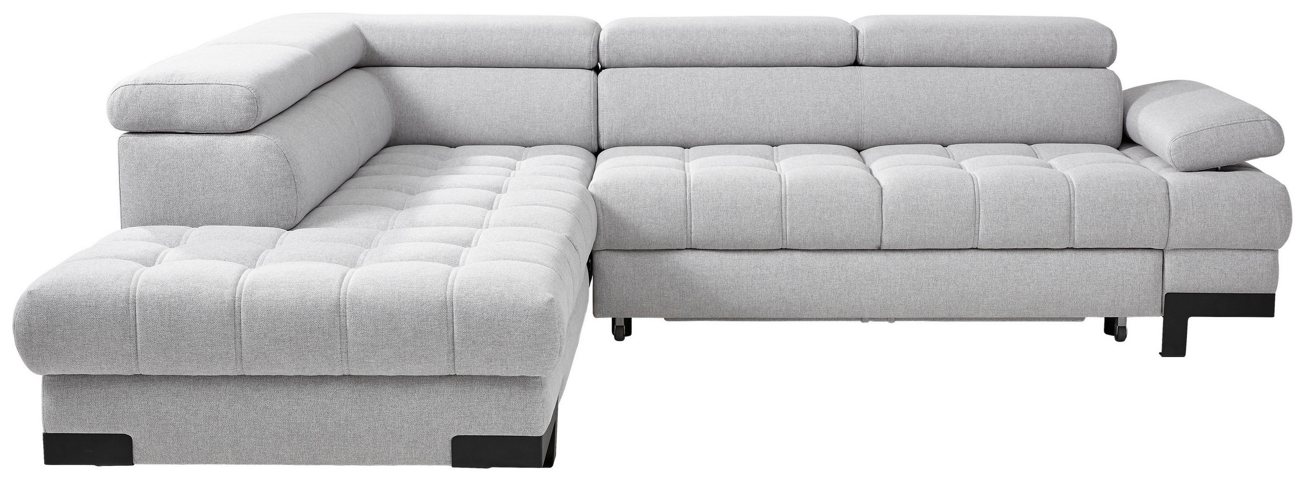 ECKSOFA Silberfarben Webstoff  - Silberfarben/Schwarz, MODERN, Textil/Metall (223/263cm) - Welnova