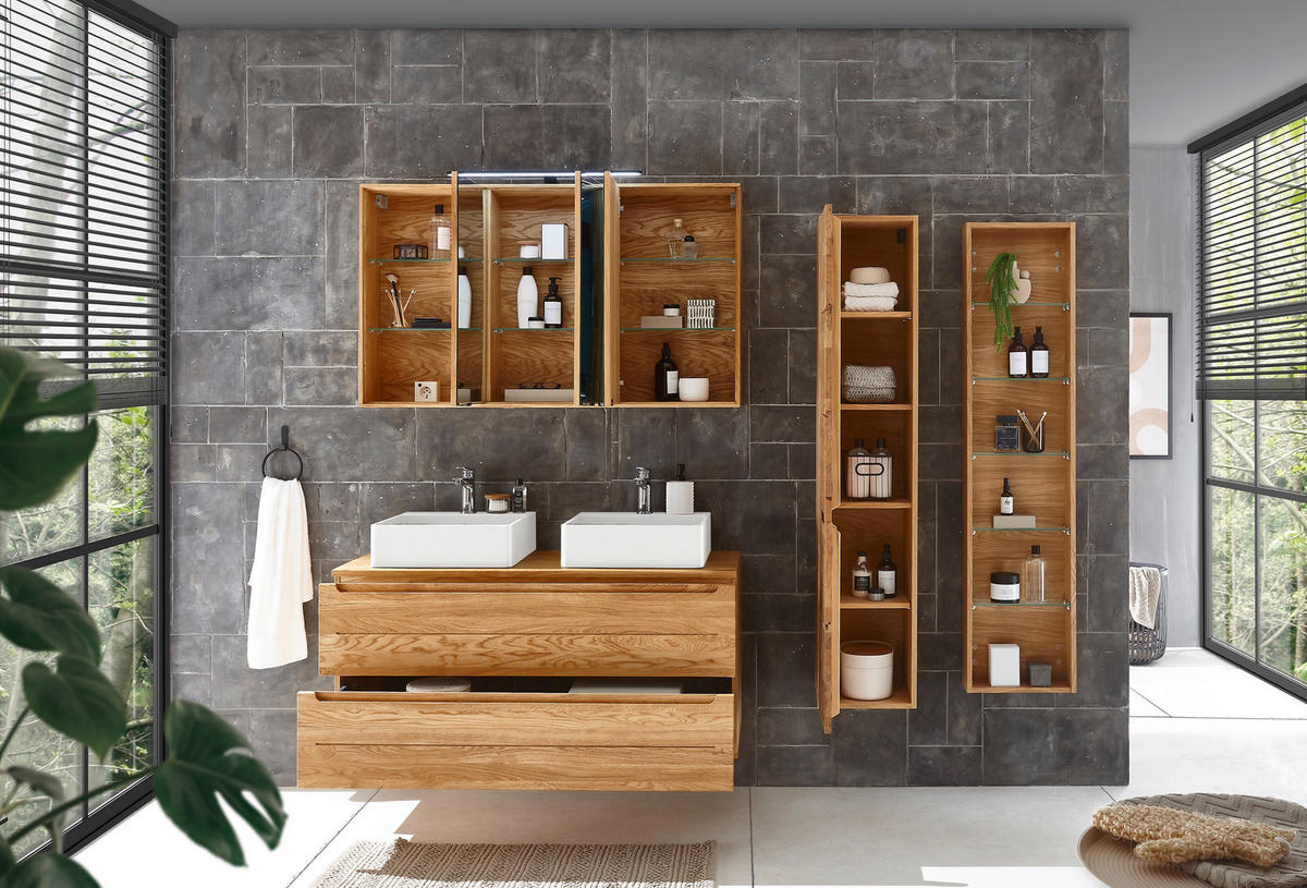 WASCHBECKENUNTERSCHRANK 120/54/46 cm  - Eichefarben, KONVENTIONELL, Holz/Holzwerkstoff (120/54/46cm) - Linea Natura