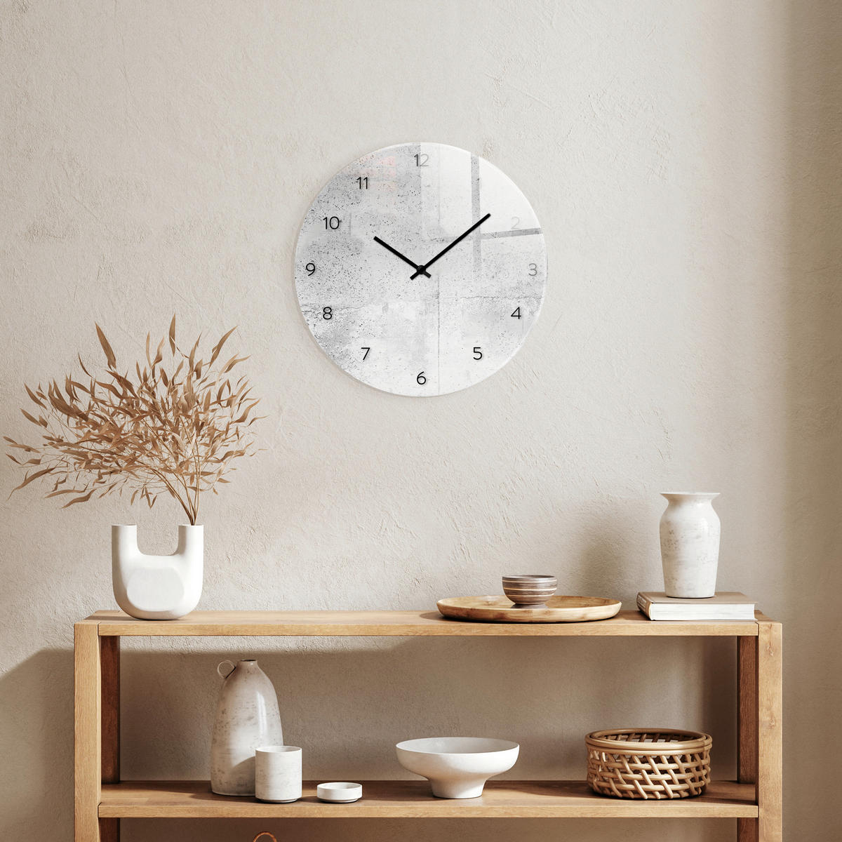 WANDUHR Grau  - Grau, Basics, Glas/Kunststoff (30cm)