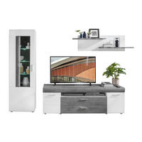 Set Mobila Living, gri, alb, 290/194/45 cm - argintiu/alb, Design, plastic/sticlă (290/194/45cm) - Xora