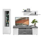 WOHNWAND  in Grau, Weiß  290/194/45 cm  - Silberfarben/Weiß, Design, Glas/Holzwerkstoff (290/194/45cm) - Xora