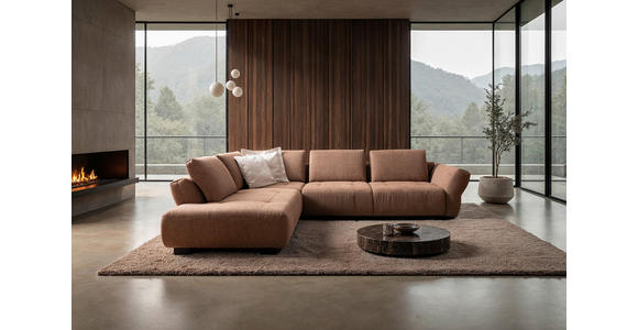 ECKSOFA Kupferfarben Chenille  - Schwarz/Kupferfarben, KONVENTIONELL, Holz/Textil (234/324cm) - Belluti