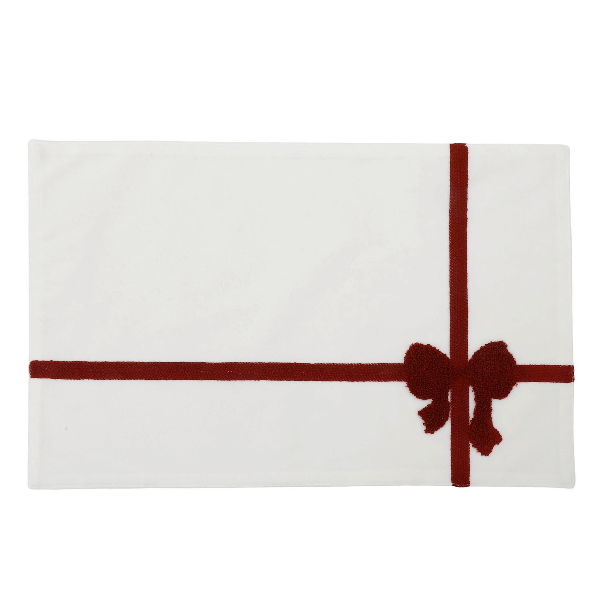 PLATZDECKCHEN Textil Samt Dunkelrot, Weiss Hochglanz 45/30 cm  - Weiss Hochglanz/Dunkelrot, Konventionell, Textil (45/30cm) - X-Mas