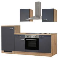 KÜCHENBLOCK   in Eiche San Remo, Dunkelgrau  - Edelstahlfarben/Dunkelgrau, MODERN, Holzwerkstoff/Metall (220/200/60cm) - FlexWell