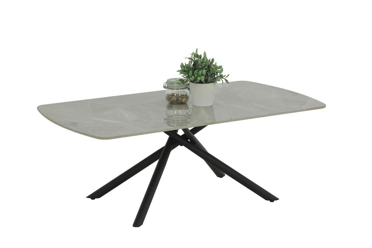 COUCHTISCH 120/68/44 cm oval Grau, Schwarz  - Schwarz/Grau, Basics, Stein/Metall (120/68/44cm) - Boxxx