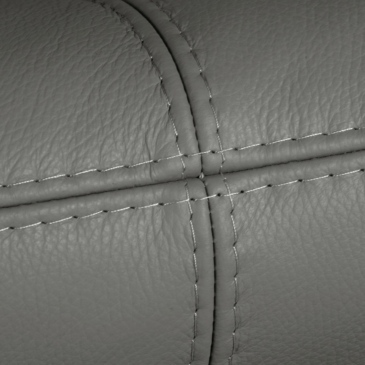 3-SITZER-SOFA Echtleder Anthrazit  - Anthrazit/Silberfarben, Design, Leder/Metall (214/90/88cm) - Livetastic