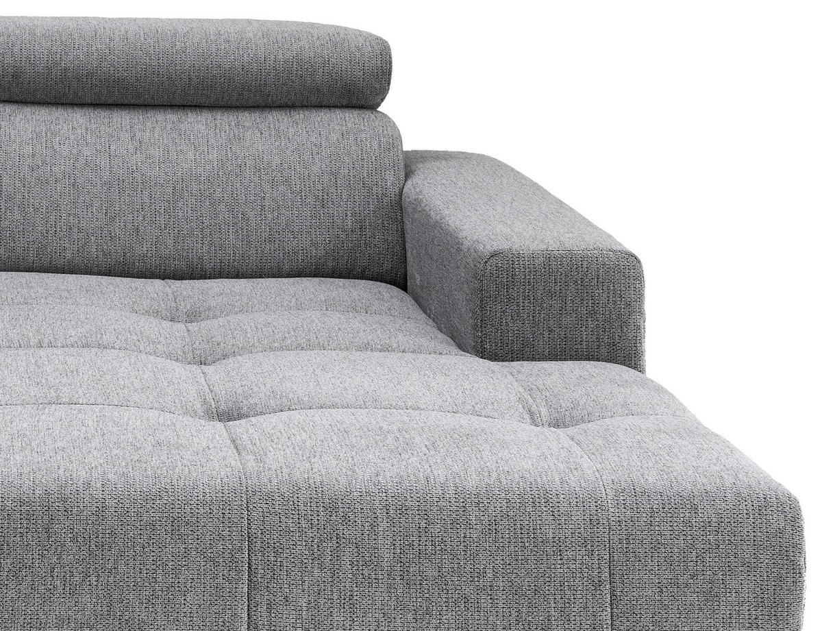 ECKSOFA  Silberfarben Chenille  - Silberfarben/Schwarz, KONVENTIONELL, Textil/Metall (200/188cm) - Livetastic