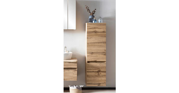 MIDISCHRANK 40/130/35 cm - Eiche Wotan/Silberfarben, Natur, Holzwerkstoff/Kunststoff (40/130/35cm) - Xora