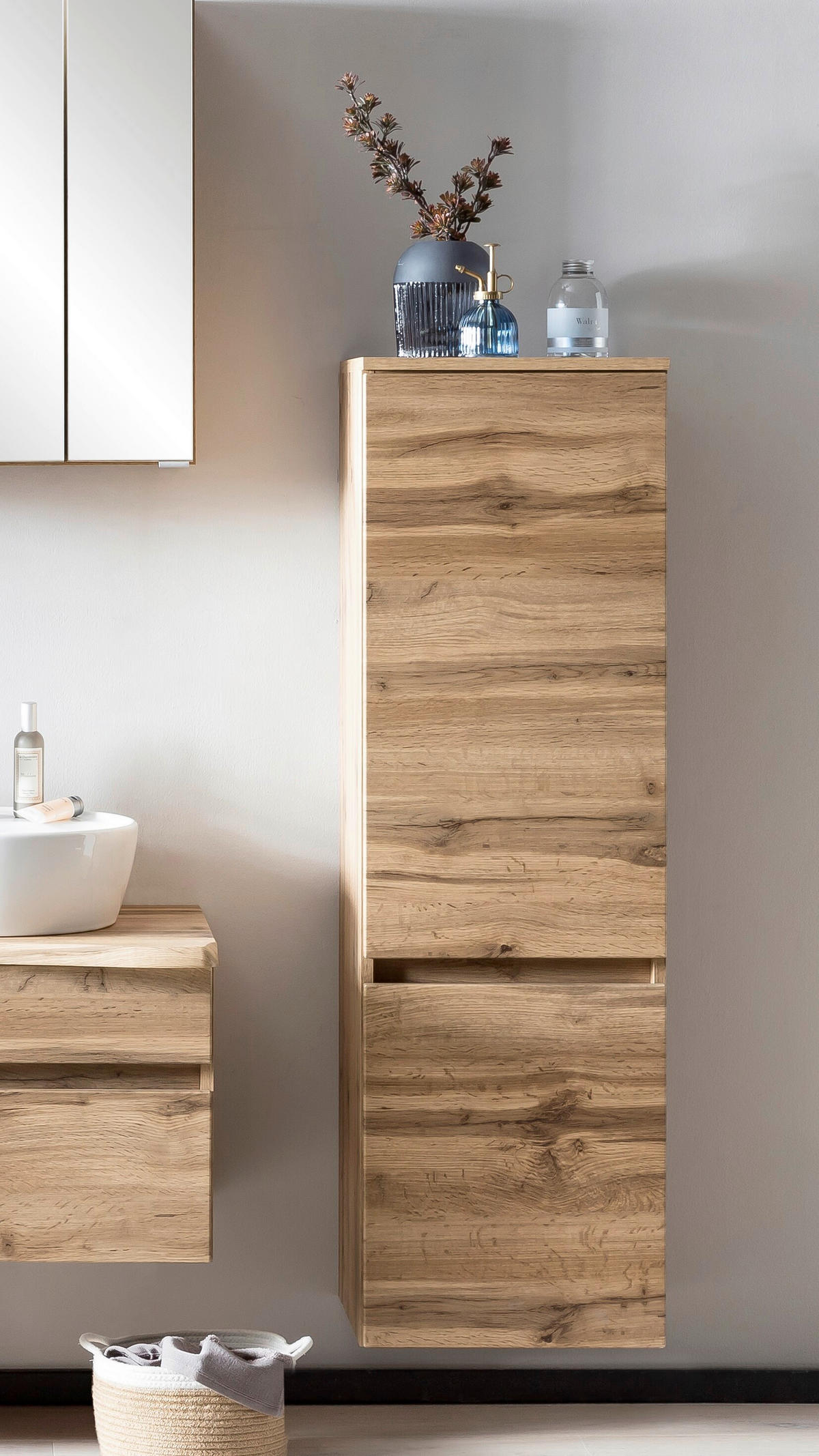MIDISCHRANK 40/130/35 cm  - Eiche Wotan/Silberfarben, Natur, Holzwerkstoff/Kunststoff (40/130/35cm) - Xora