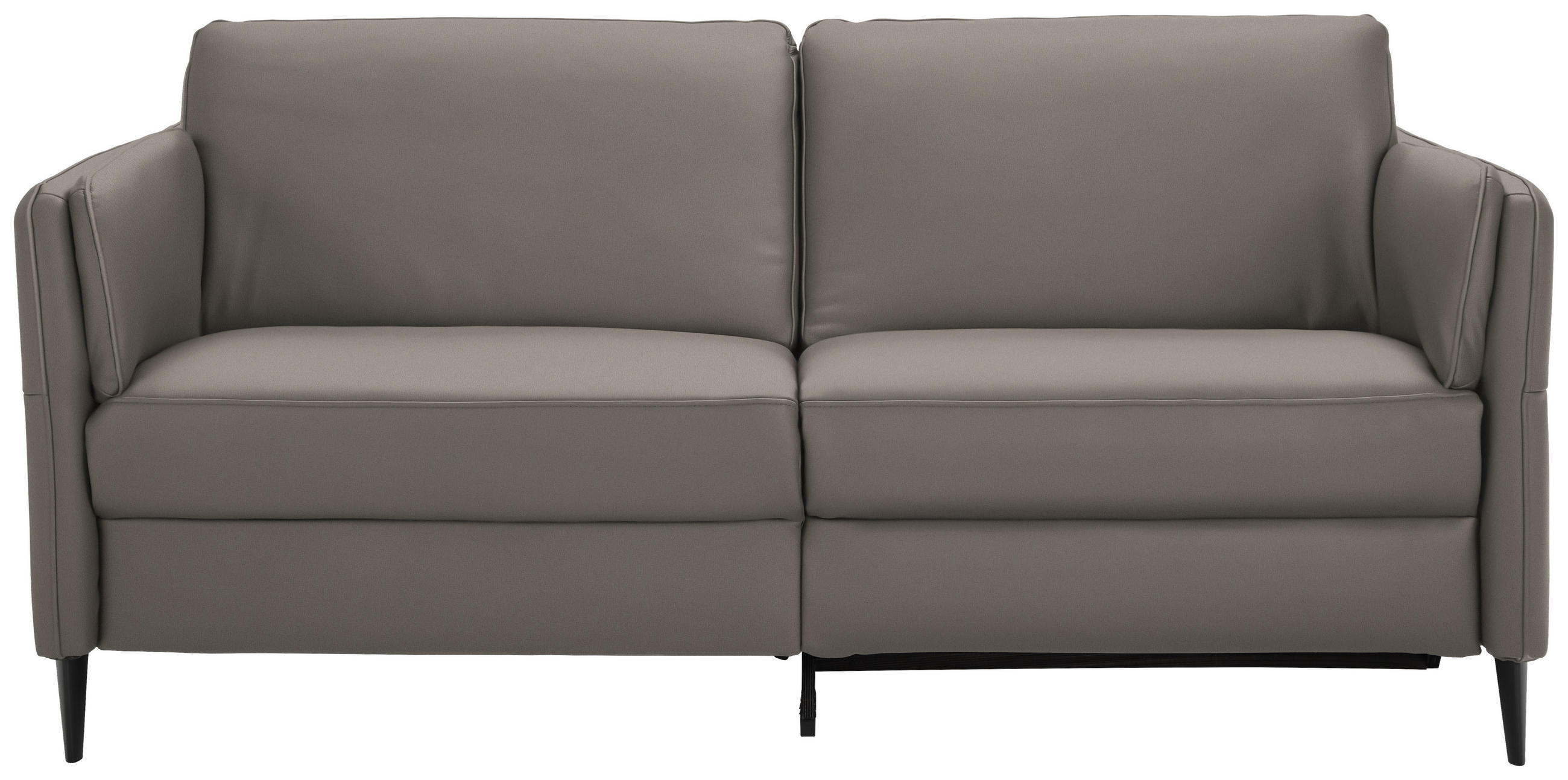3-SITZER-SOFA in Echtleder Graubraun  - Graubraun/Schwarz, Design, Leder/Metall (190/84/99cm) - Dieter Knoll