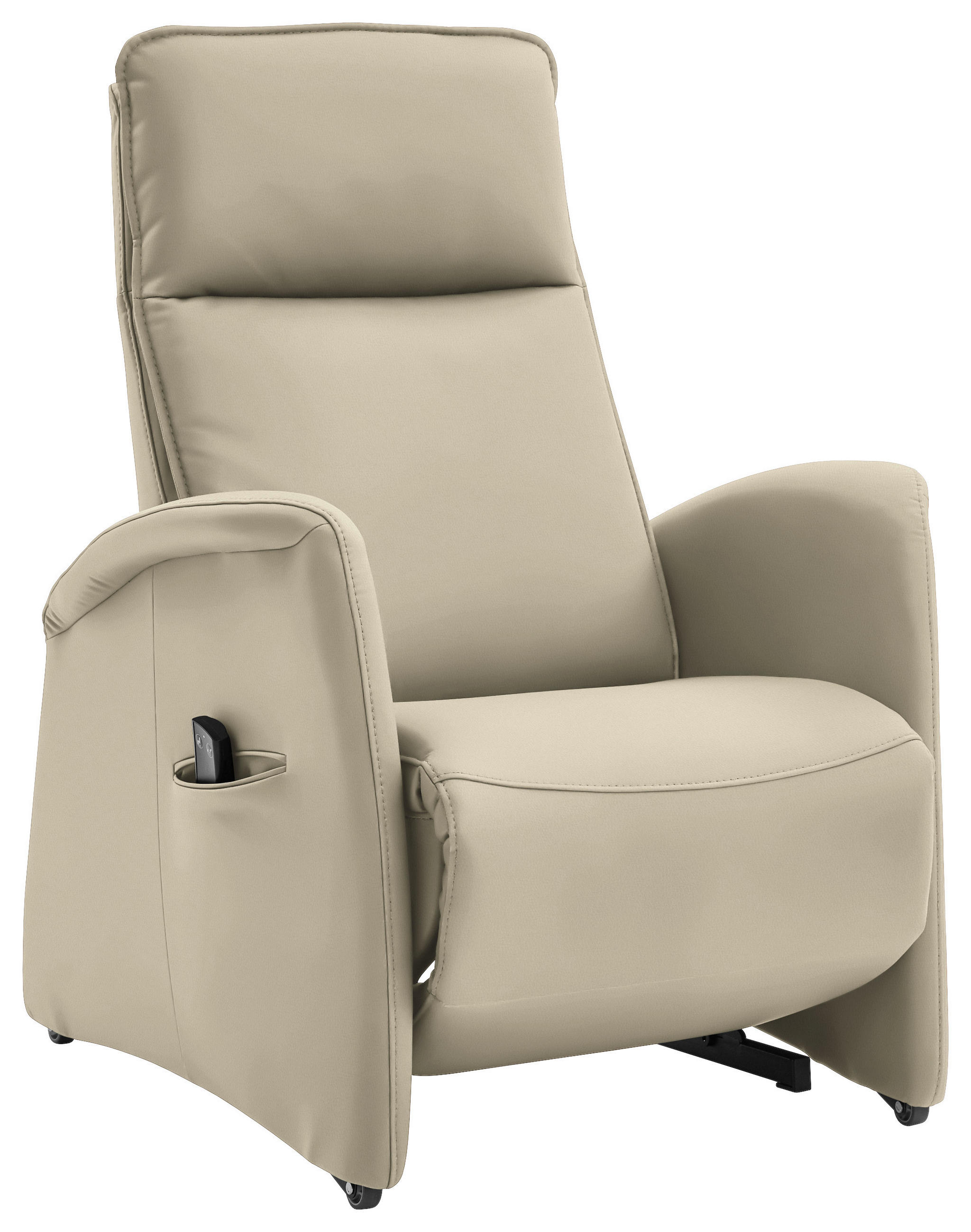 FERNSEHSESSEL in Creme, Naturfarben  - Creme/Schwarz, Design, Leder/Kunststoff (79/114/87-176cm) - Valdera