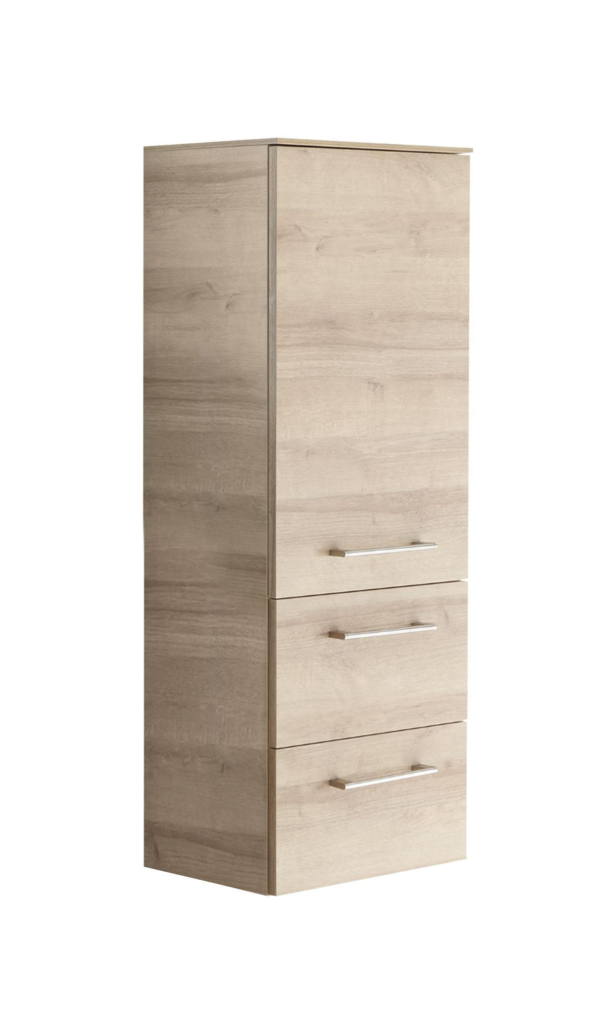MIDISCHRANK 45/121/33 cm  - Chromfarben/Eichefarben, KONVENTIONELL, Glas/Holzwerkstoff (45/121/33cm) - Sadena