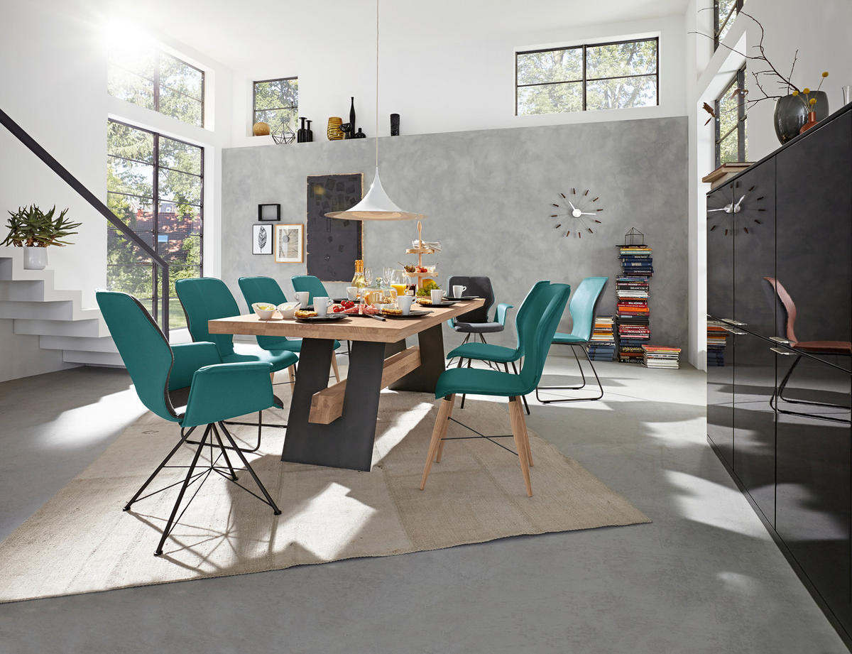 ESSTISCH Asteiche vollmassiv rechteckig Eichefarben, Dunkelgrau  - Eichefarben/Dunkelgrau, Design, Holz/Metall (240/100/77cm) - Musterring