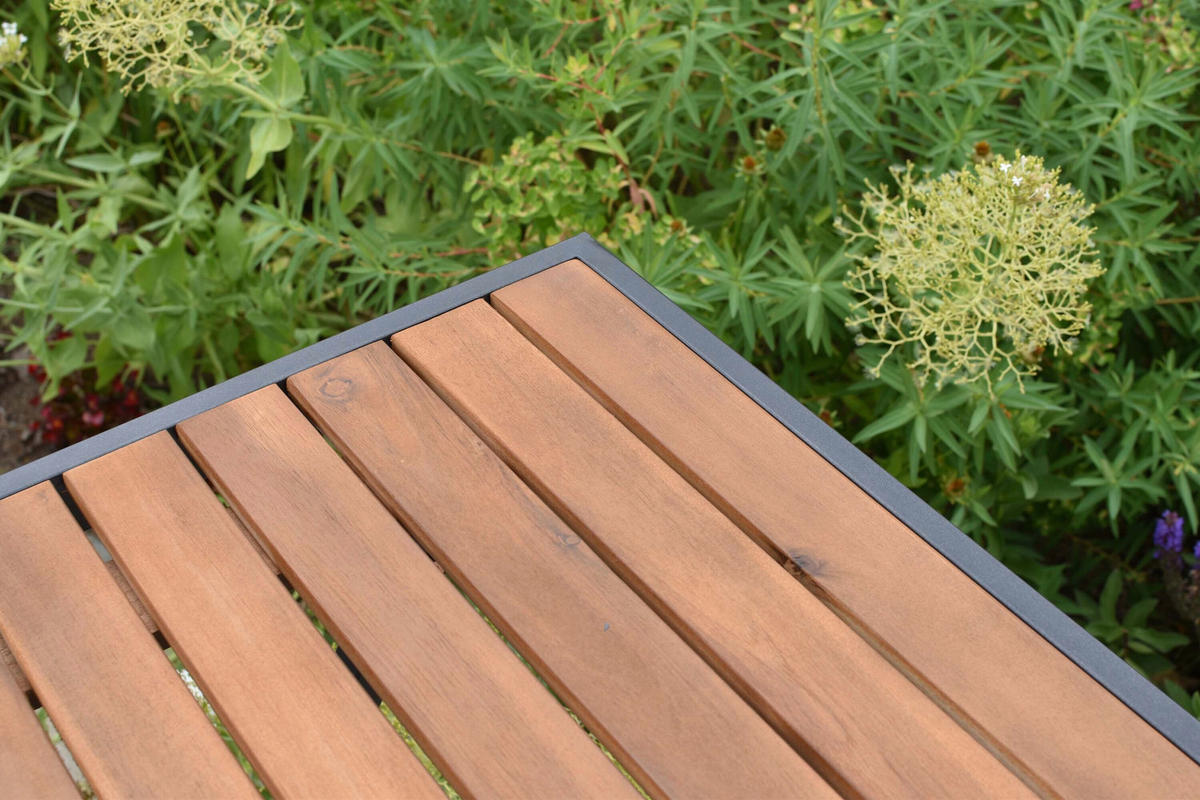 BALKONSET Graphitfarben, Grau 5-teilig  - Graphitfarben/Grau, KONVENTIONELL, Holz/Textil - Gardenson