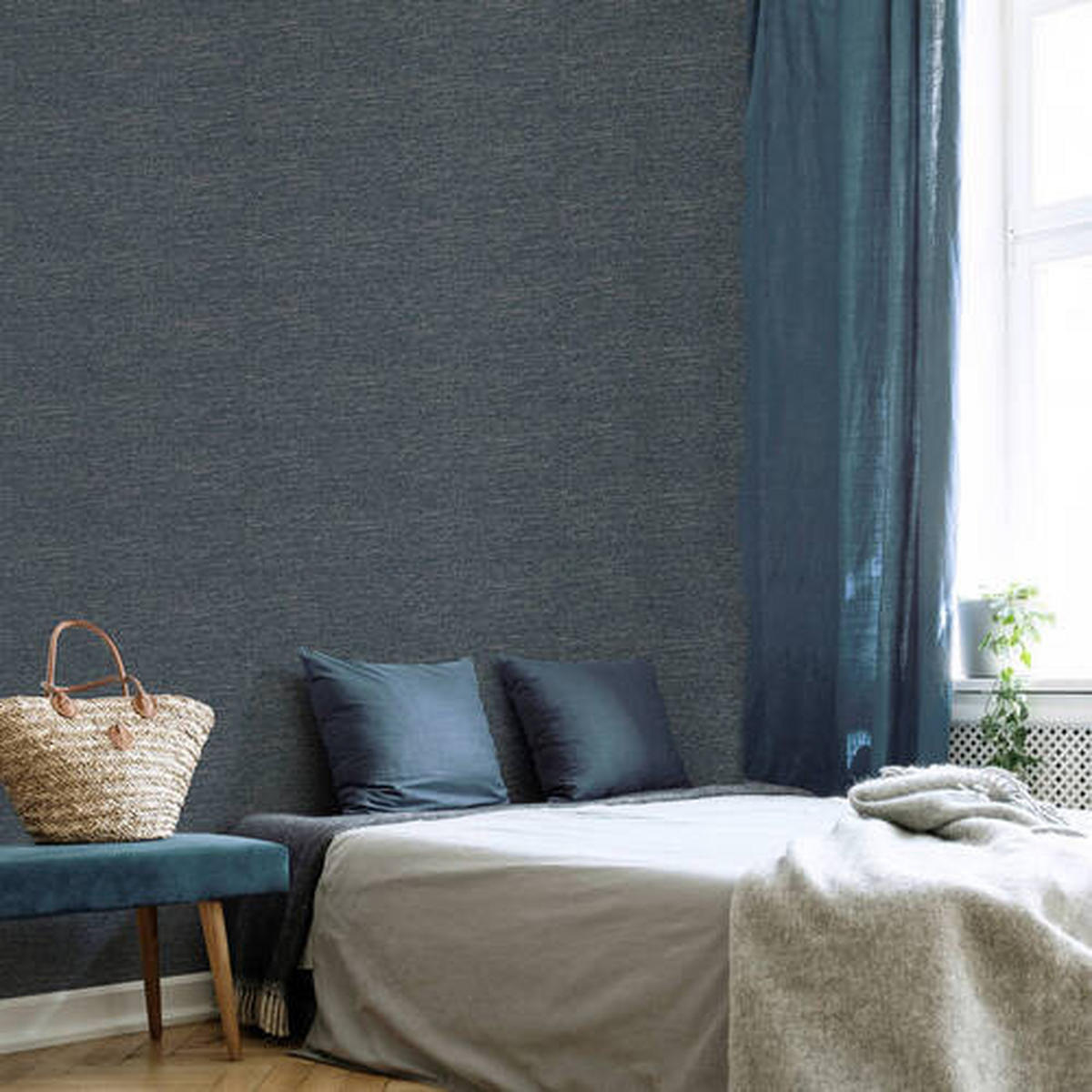 VLIESTAPETE - Graublau, Basics, Papier/Kunststoff (52/1000cm)