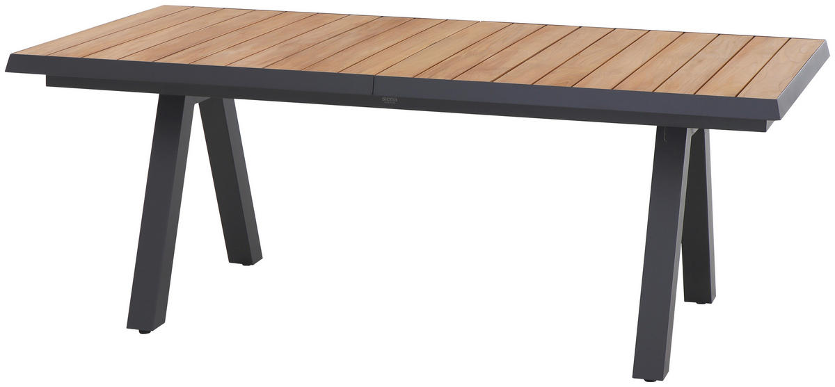 GARTENTISCH 205-265/103/76 cm Holz, Metall rechteckig  - Anthrazit/Teakfarben, Basics, Holz/Metall (205-265/103/76cm) - Siena Garden