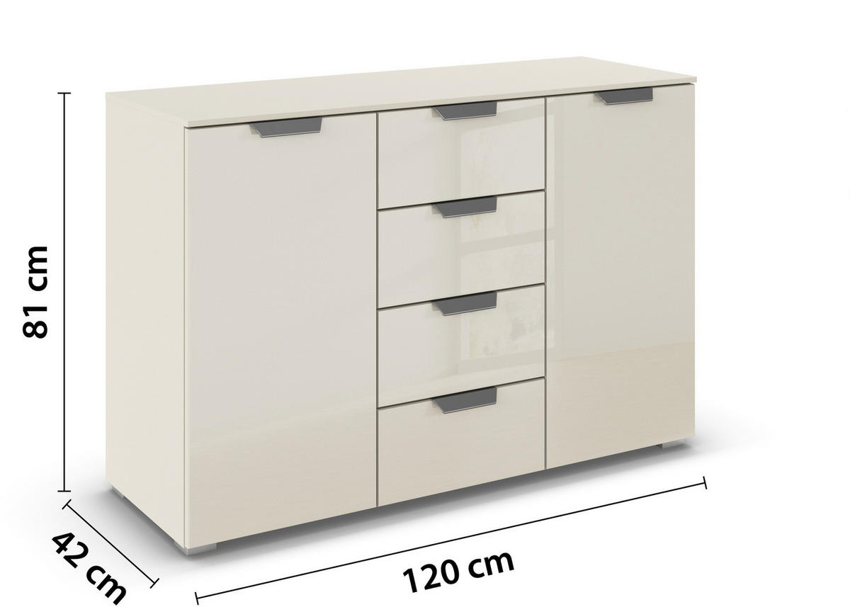 SIDEBOARD  in 120/81/42 cm  - Chromfarben/Champagner, Design, Glas/Holzwerkstoff (120/81/42cm) - Carryhome