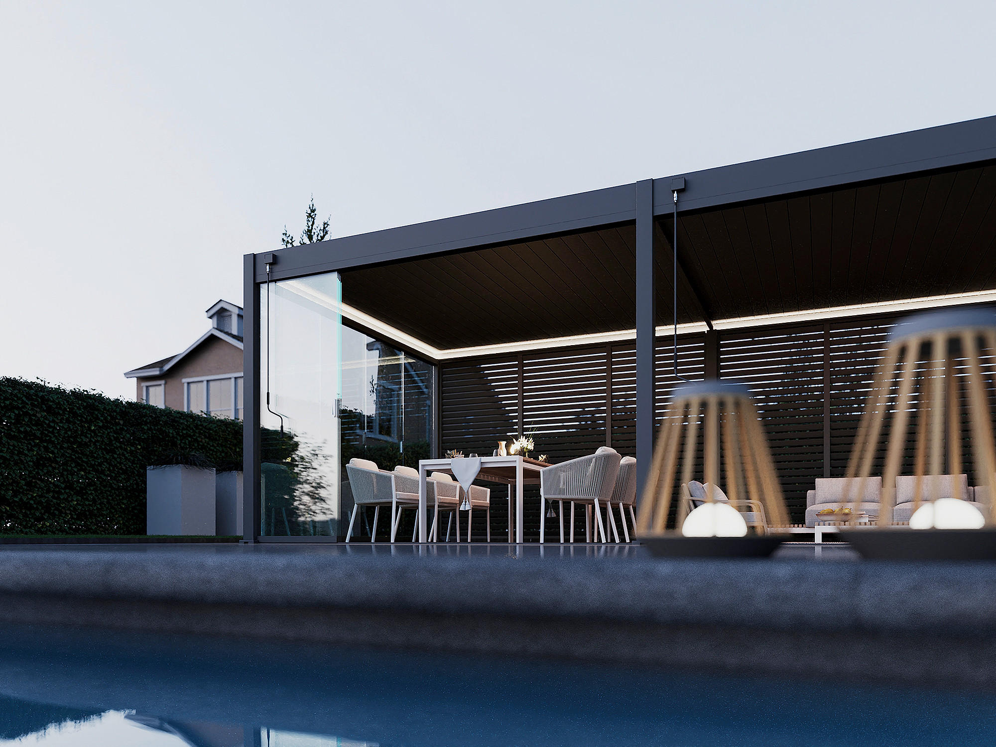 PERGOLA 720/255/360 cm Aluminium  - Anthrazit, Basics, Metall (720/255/360cm) - Gardenson