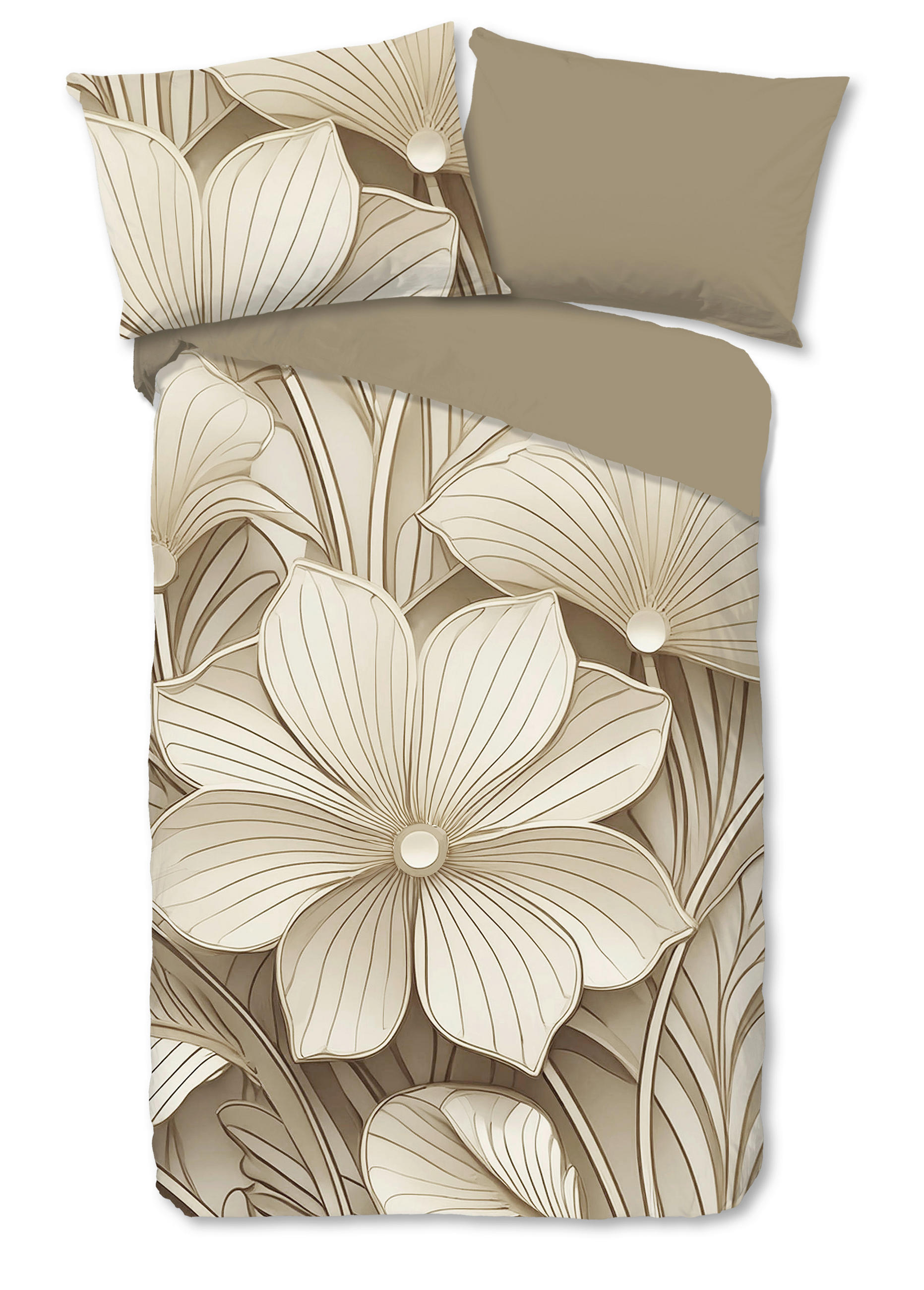 WENDEBETTWÄSCHE Good Morning Renforcé 140/200 cm  - Taupe/Sandfarben, Basics, Textil (140/200cm)