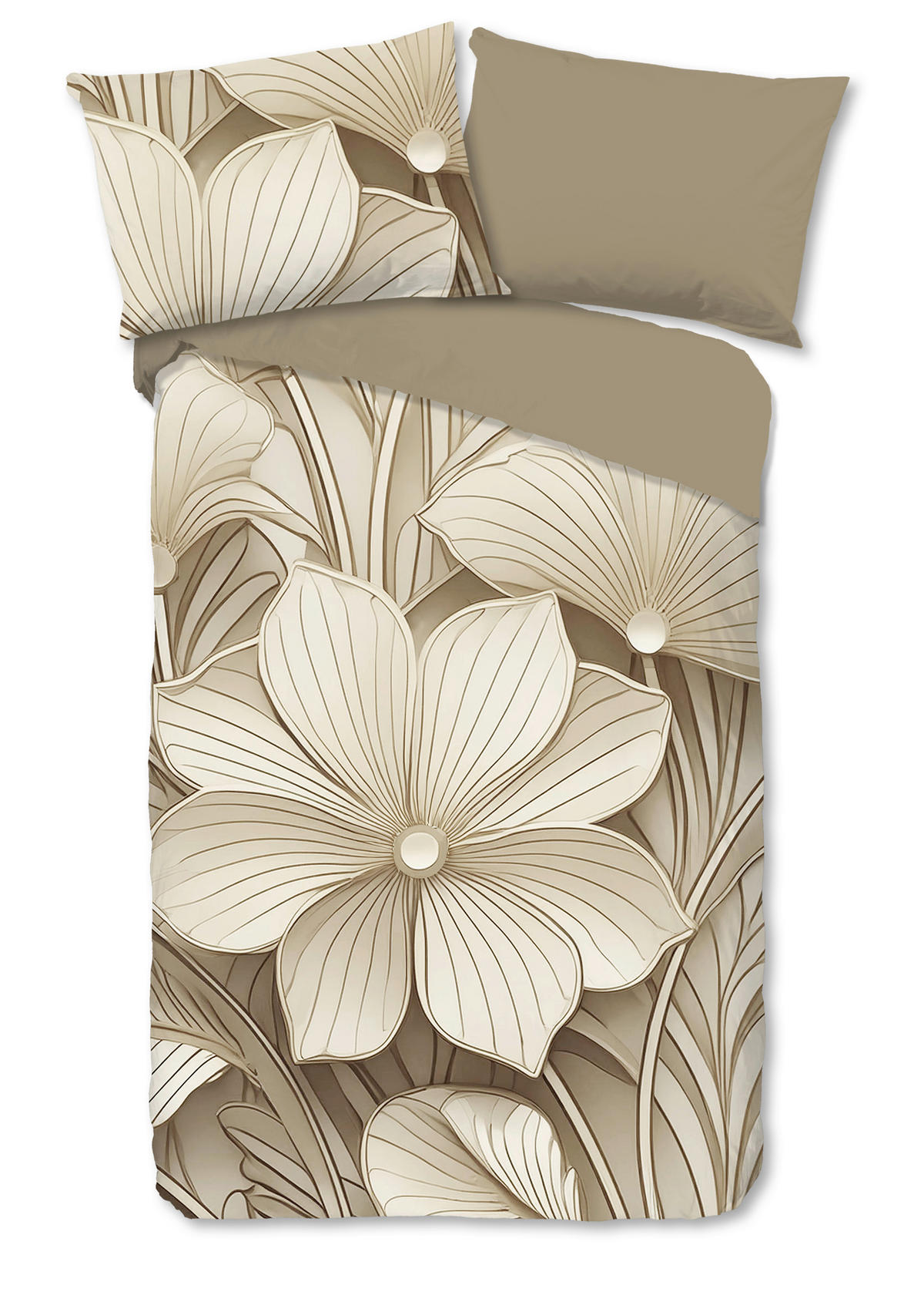 WENDEBETTWÄSCHE Good Morning Renforcé 140/200 cm  - Taupe/Sandfarben, Basics, Textil (140/200cm)