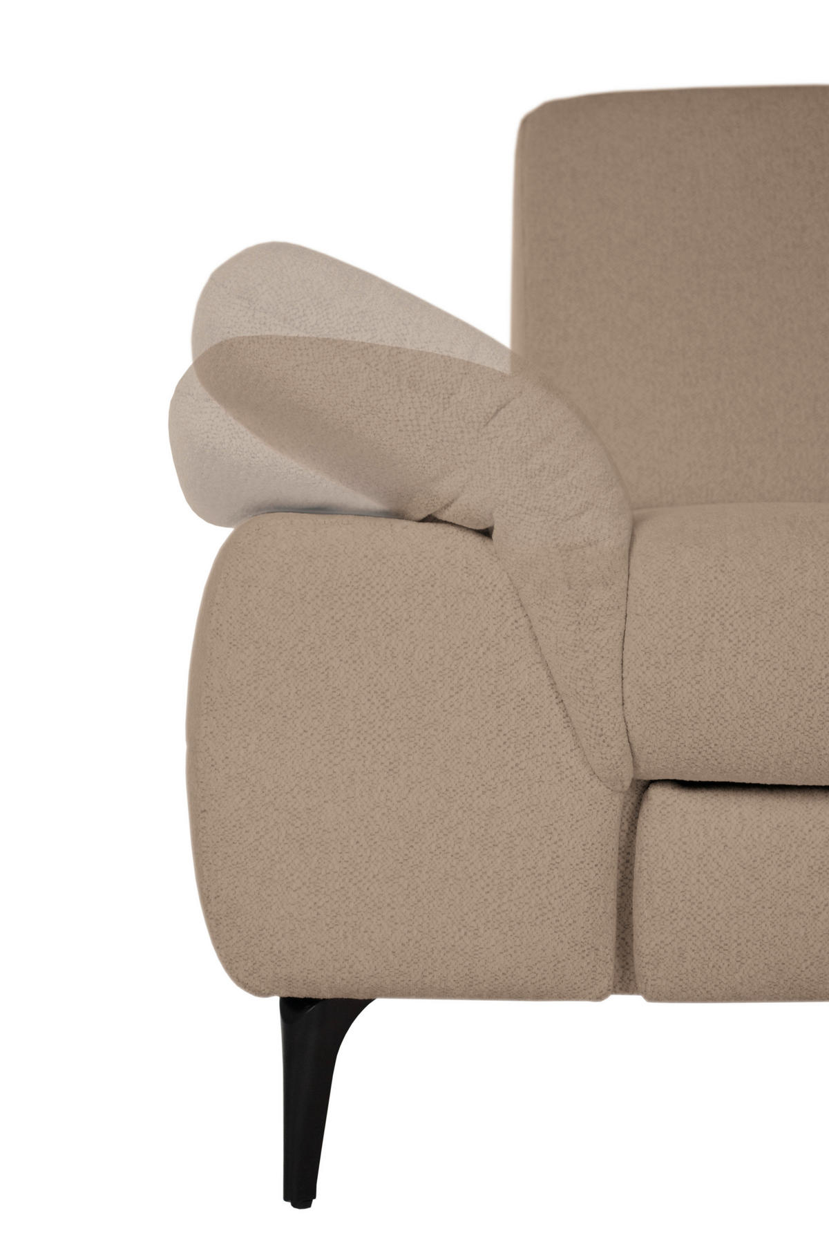 ECKSOFA ALMA in Chenille Beige  285/191 cm  - Beige/Schwarz, Design, Textil/Metall (285/191cm) - Livetastic