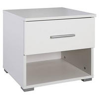 SÄNGBORD i vit högglans  - vit/aluminiumfärg, Klassisk, trämaterial/plast (47/43/44cm) - Rauch Möbel