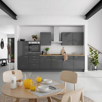 KÜCHENBLOCK Flash 360 cm  in Eichefarben, Schieferfarben  - Schieferfarben/Edelstahlfarben, MODERN, Holzwerkstoff/Metall (360cm) - Nobilia