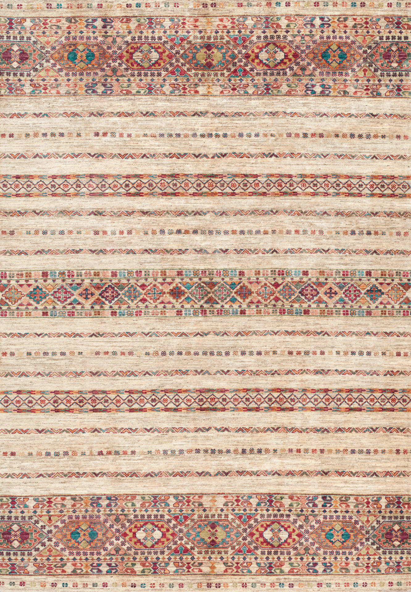 VINTAGE-TEPPICH Cortea Araqan 130/190 cm  in Terracotta, Graublau, Elfenbein  - Elfenbein/Graublau, LIFESTYLE, Kunststoff/Textil (130/190cm) - Lindorug