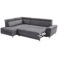ECKSOFA Dunkelgrau Mikrofaser  - Chromfarben/Dunkelgrau, KONVENTIONELL, Textil/Metall (206/271cm) - Carryhome