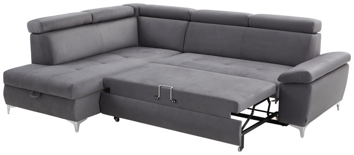 ROHOVÁ SEDACIA SÚPRAVA, textil, tmavosivá - chrómová/tmavosivá, Konventionell, kov/textil (206/271cm) - Carryhome