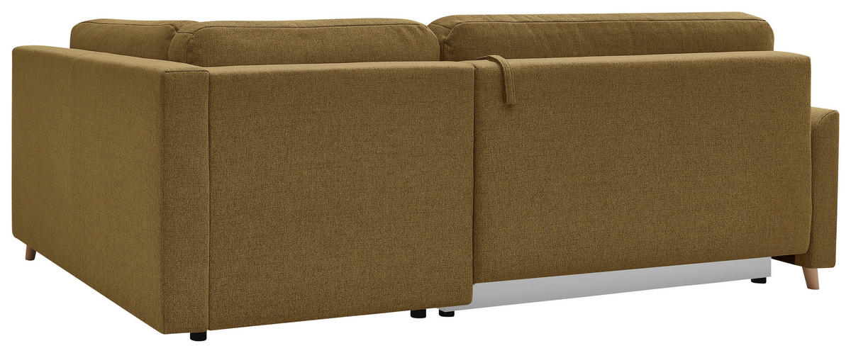 ECKSOFA MILOS Braun Flachgewebe, Struktur Rückenkissen, Bettkasten, Schlaffunktion, Rücken echt  - Naturfarben/Braun, Design, Textil (224/148cm) - P & B