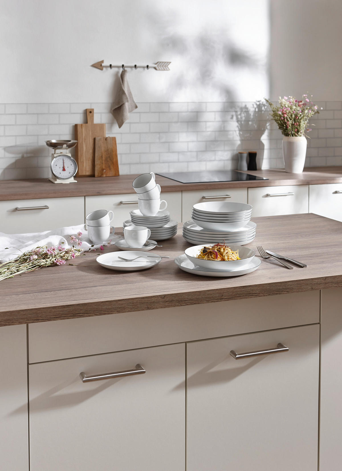 KOMBINOVANÝ SERVIS, 30-dielne, porcelán - čierna/biela, Basics, keramika - Seltmann Weiden