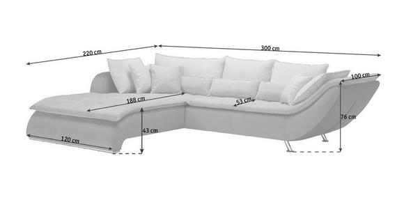 WOHNLANDSCHAFT in Textil Altrosa, Dunkelgrau, Hellgrau - Chromfarben/Dunkelgrau, Design, Textil/Metall (220/300cm) - Hom`in