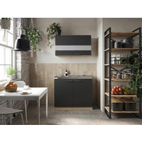 MINIKÖK 100 cm   i svart, ekfärgad  - silver/svart, Basics, metall/trämaterial (100cm) - Respekta