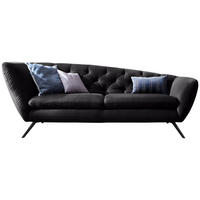 CHESTERFIELD-SOFA Mikrofaser Schwarz  - Schwarz, Design, Textil/Metall (223/84/90cm) - Pure Home Lifestyle
