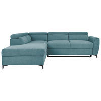 ECKSOFA in Velours Petrol  - Petrol/Schwarz, Konventionell, Textil/Metall (217/255cm) - MID.YOU