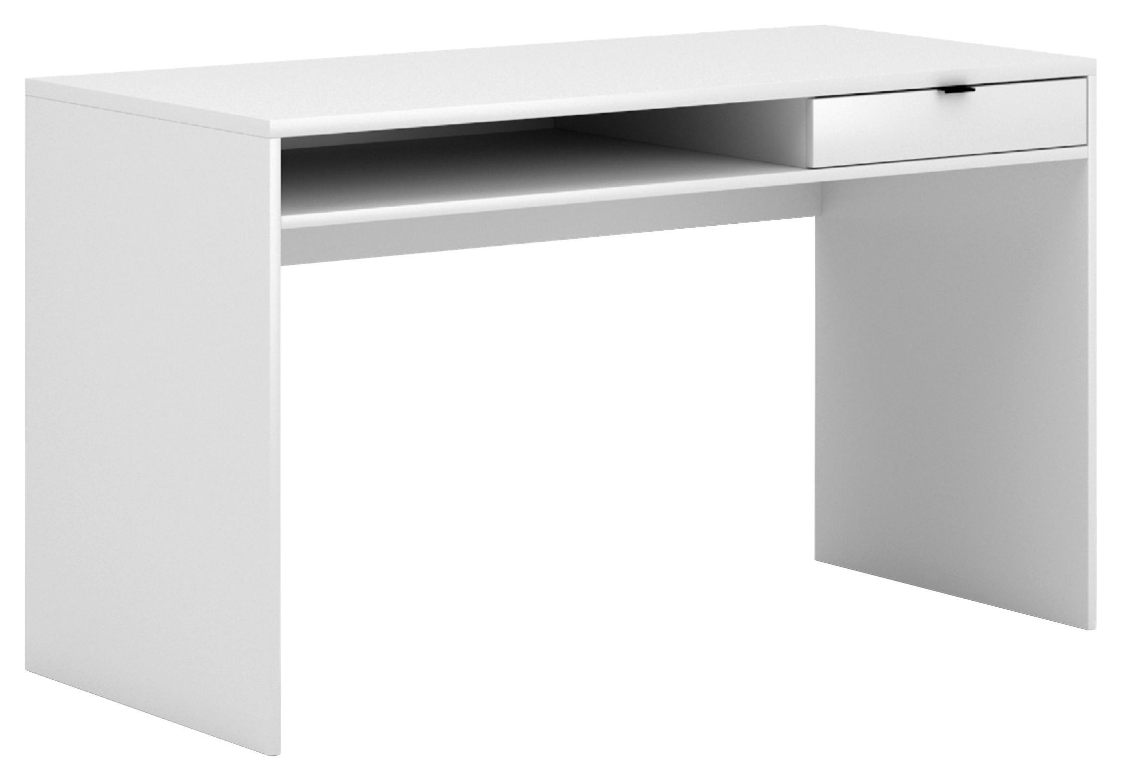 PÍSACÍ STÔL, biela, 130/60/76 cm - čierna/biela, Design, kompozitné drevo/plast (130/60/76cm) - MID.YOU