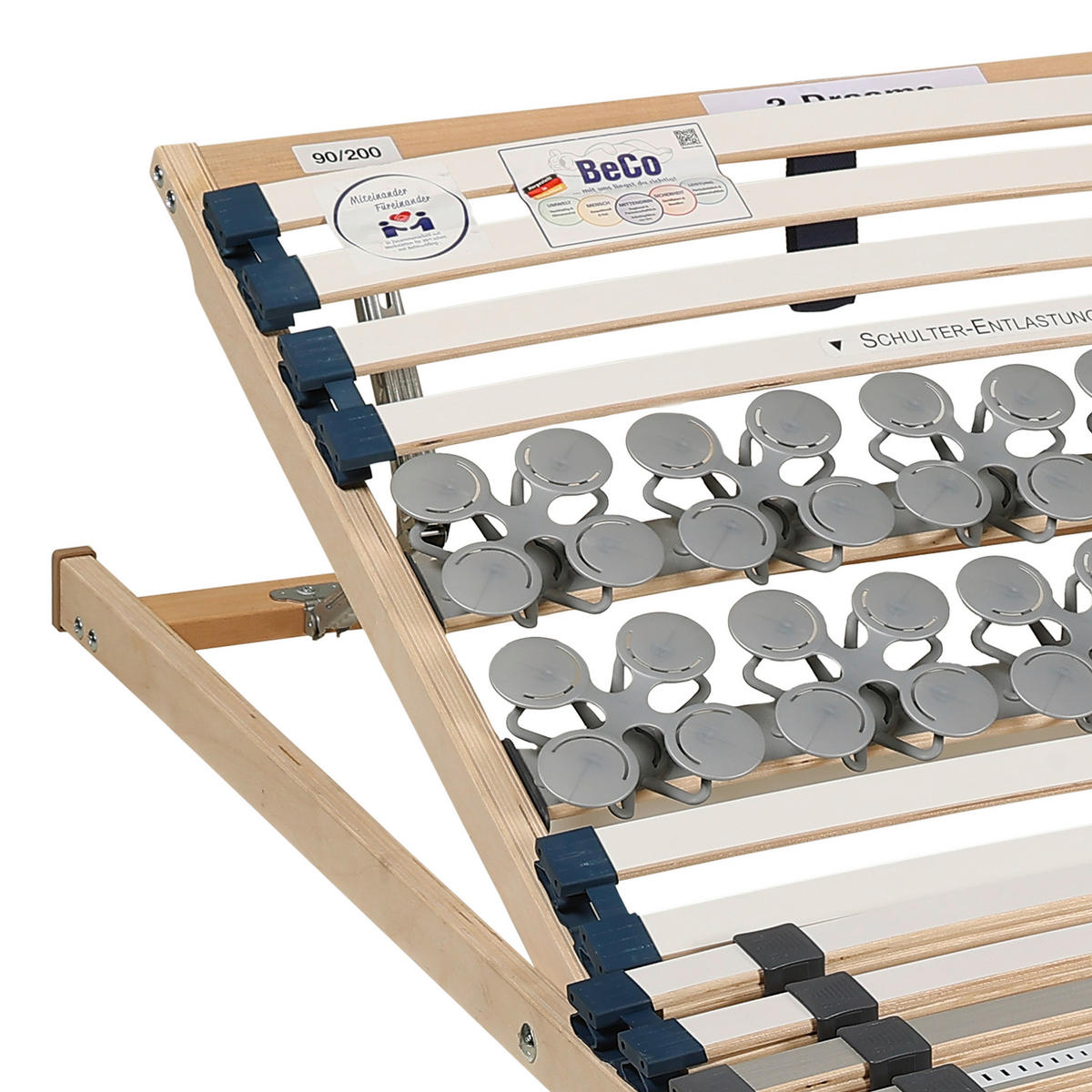 LATTENROSTSET 2 Dreams 180/200 cm Kopfteil verstellbar, Birke, Buche  - Naturfarben/Weiß, Basics, Holz/Kunststoff (180/200cm) - Beco