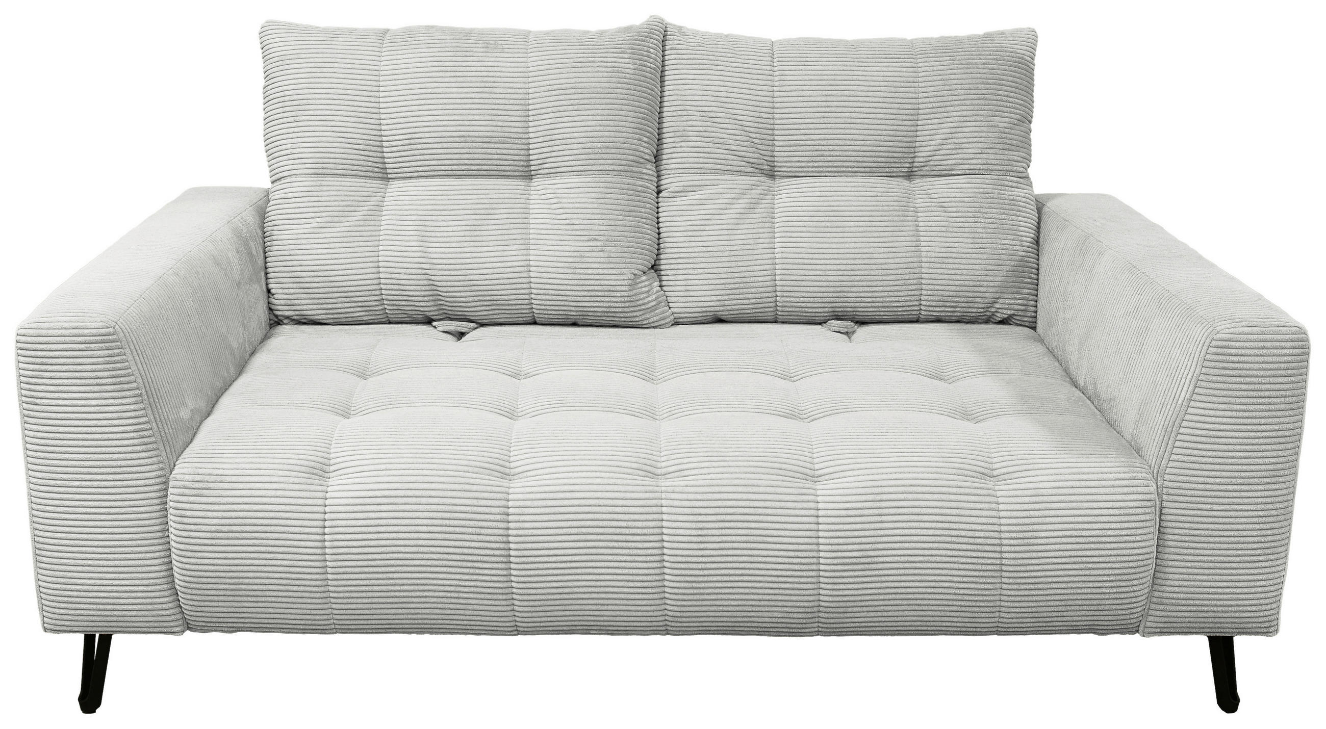 BIGSOFA Cord Hellgrau  - Hellgrau/Schwarz, KONVENTIONELL, Textil/Metall (246/100/116cm) - Carryhome