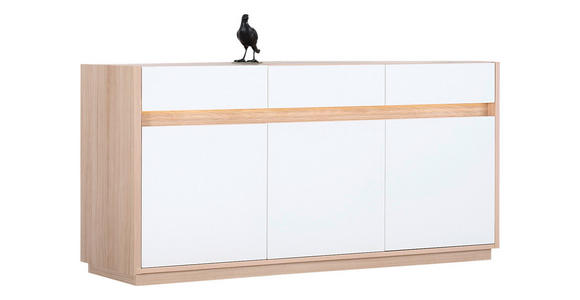 SIDEBOARD 173,5/80,8/42 cm  in Weiß, Eichefarben  - Eichefarben/Schwarz, KONVENTIONELL, Holzwerkstoff/Kunststoff (173,5/80,8/42cm) - Hom`in