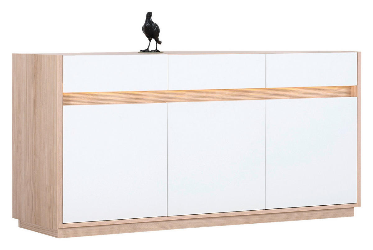 SIDEBOARD Weiss, Eichefarben  173,5/80,8/42 cm  - Weiss/Eichefarben, Konventionell, Holzwerkstoff/Kunststoff (173,5/80,8/42cm) - Hom`in